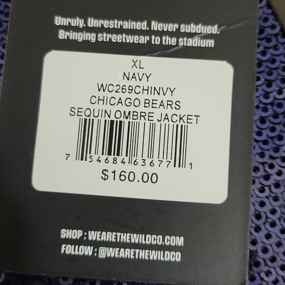 Chicago Bears Sequin Ombre Jacket Women Size 2XL The Wild Collective NFL XXL NEW - Picture 9 of 16